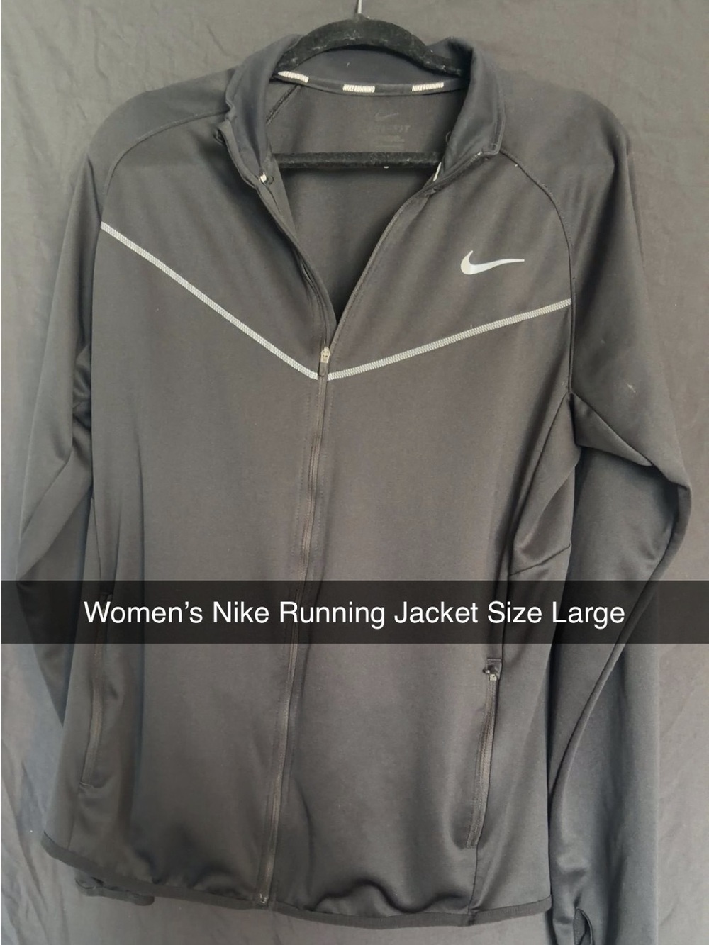 Nike Women’s Black Zip-Front Running Jacket with Reflective Trim